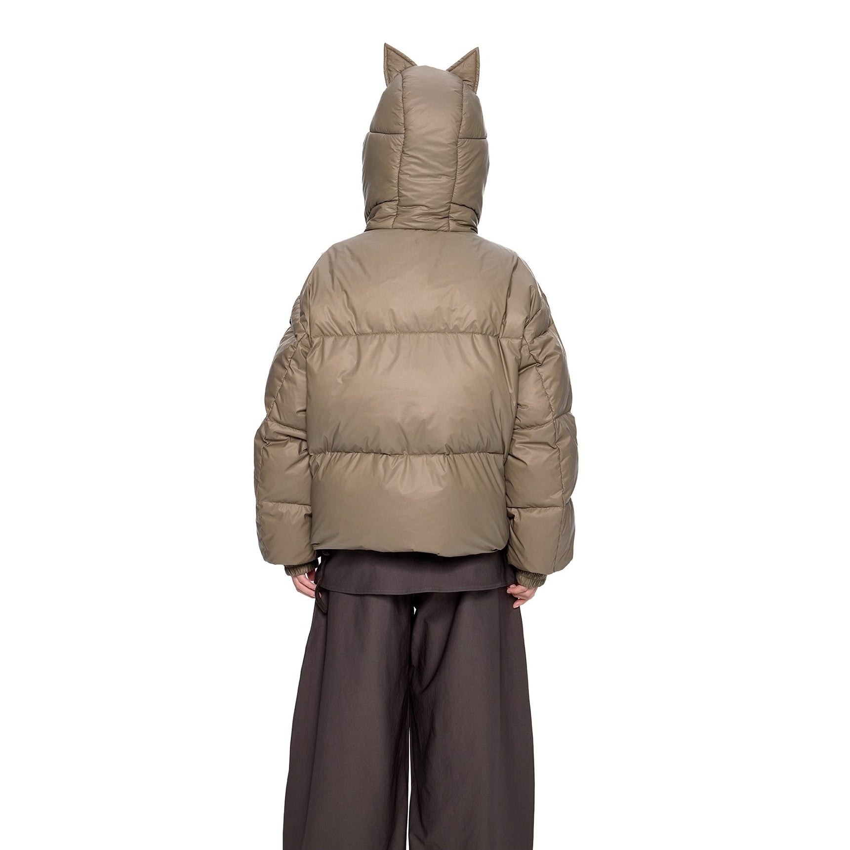 Small Ear Hooded Short Down Jacket EZ251