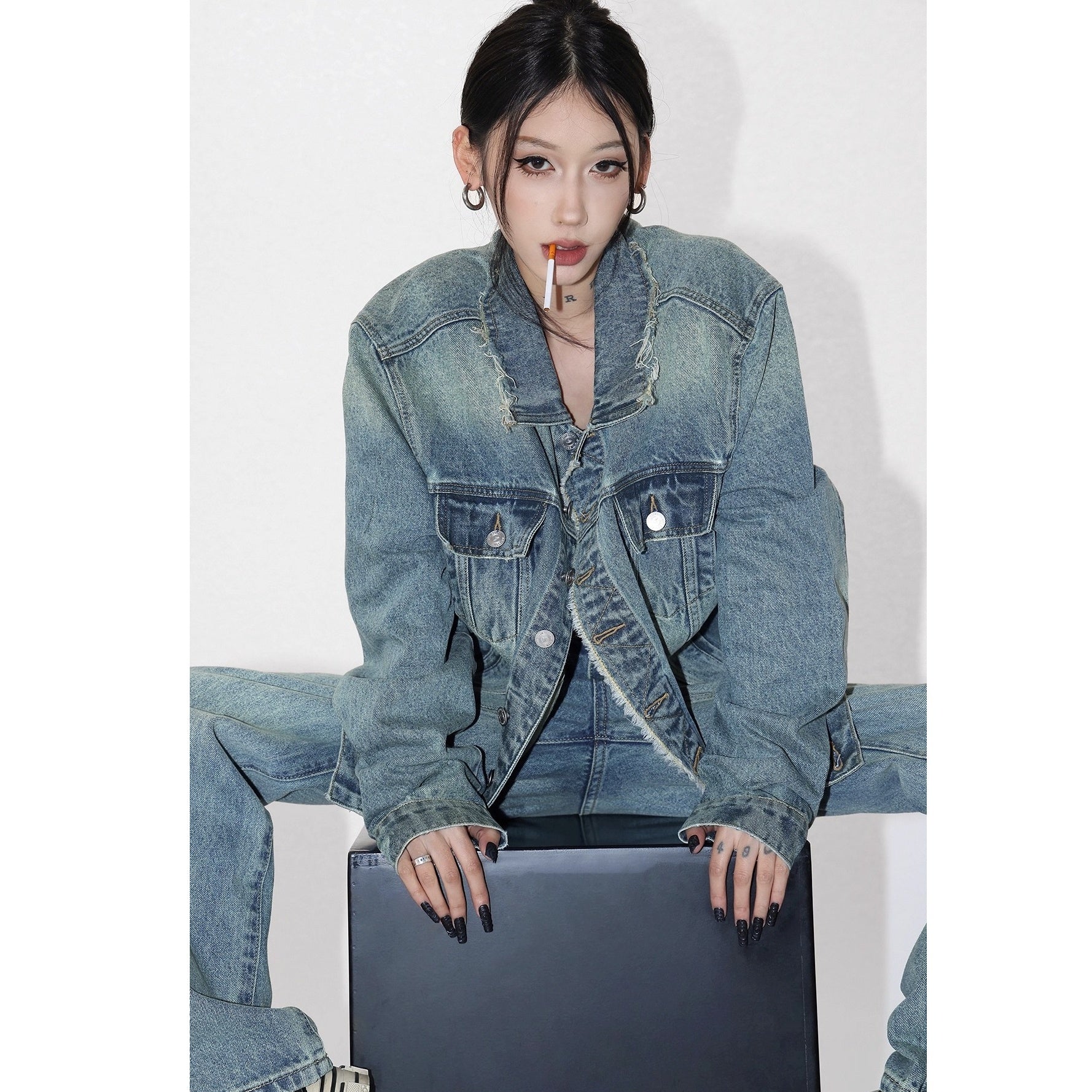 【上下別売り】Vintage Distressed Denim Jacket & Jeans Set-up AC7018