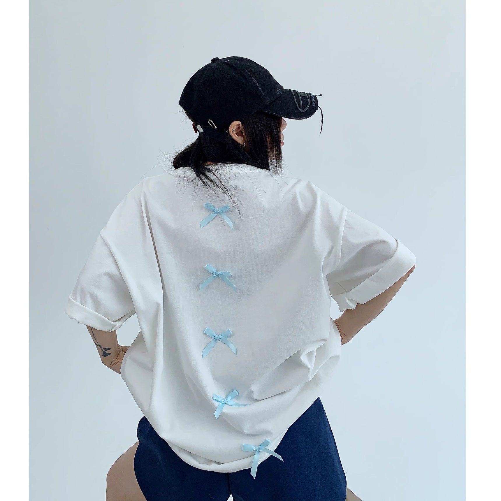 Ribbon Decoration T-Shirt MW10143
