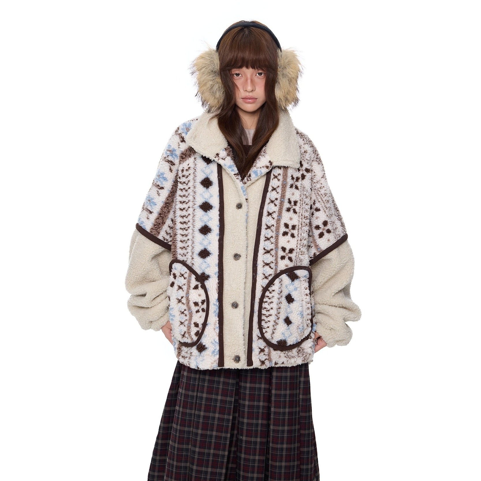 Ethnic Style Polar Fleece Stand Collar Jacket EZ277