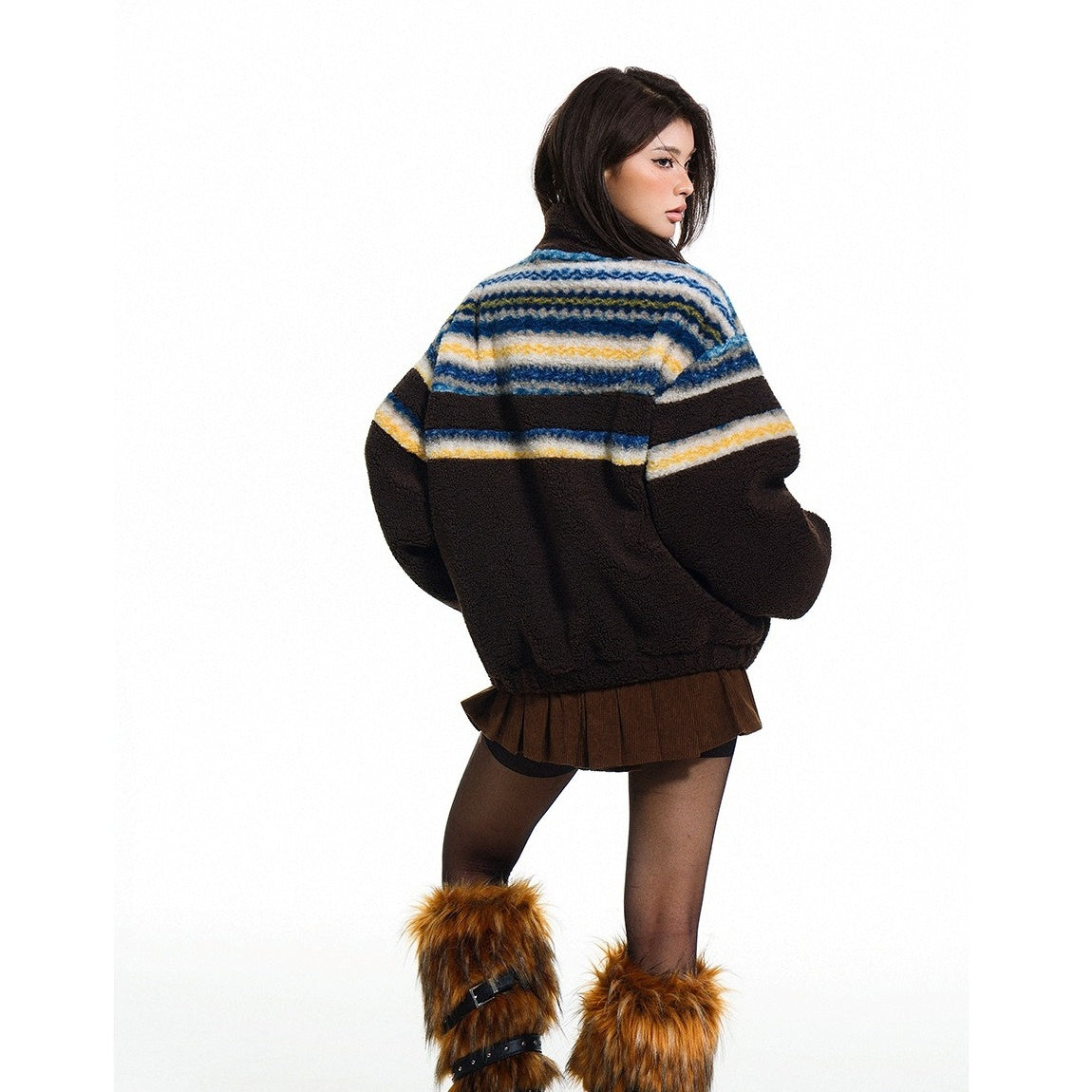 Nordic Pattern Boa Padded Jacket MY32