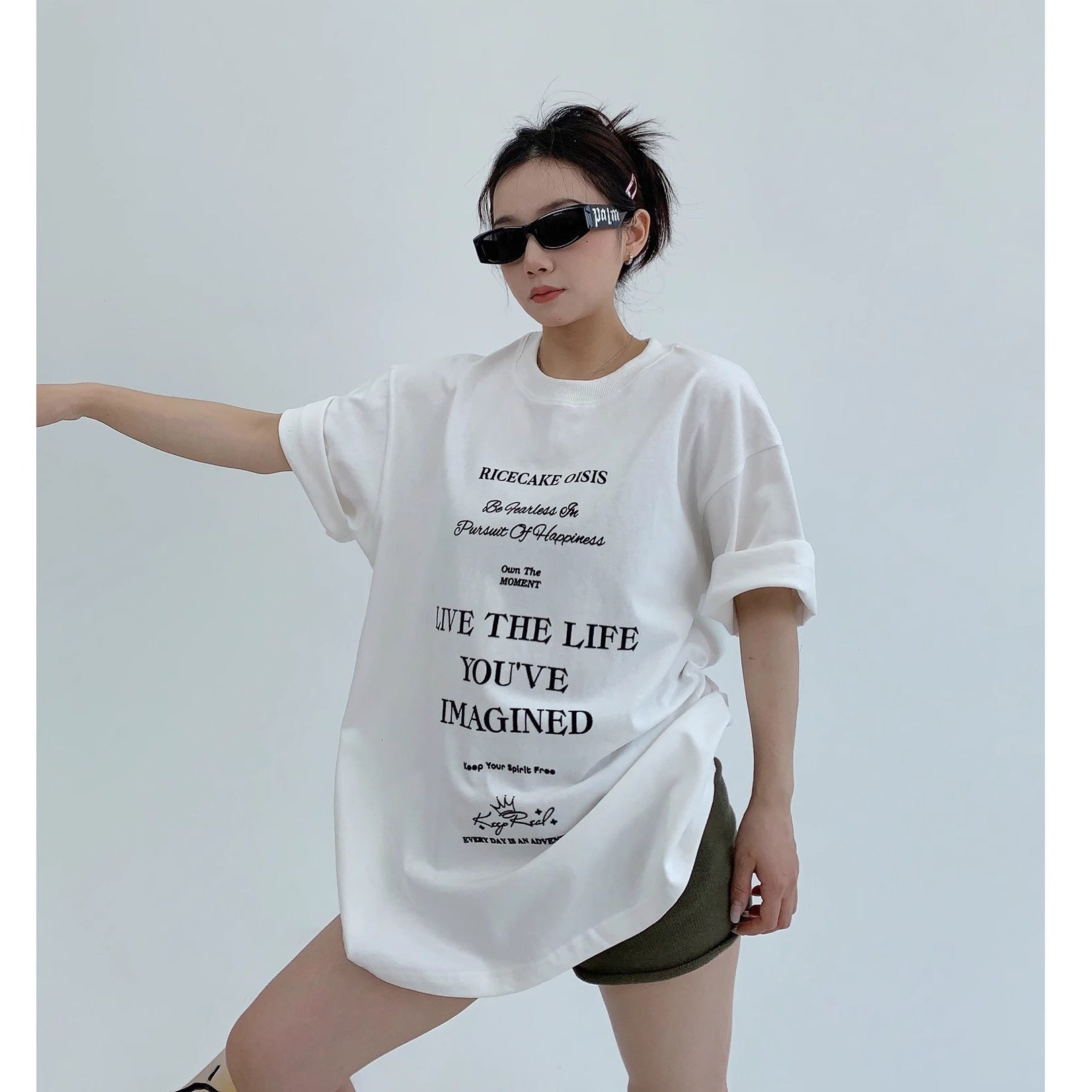 Simple Flock Print T-shirt MW10145