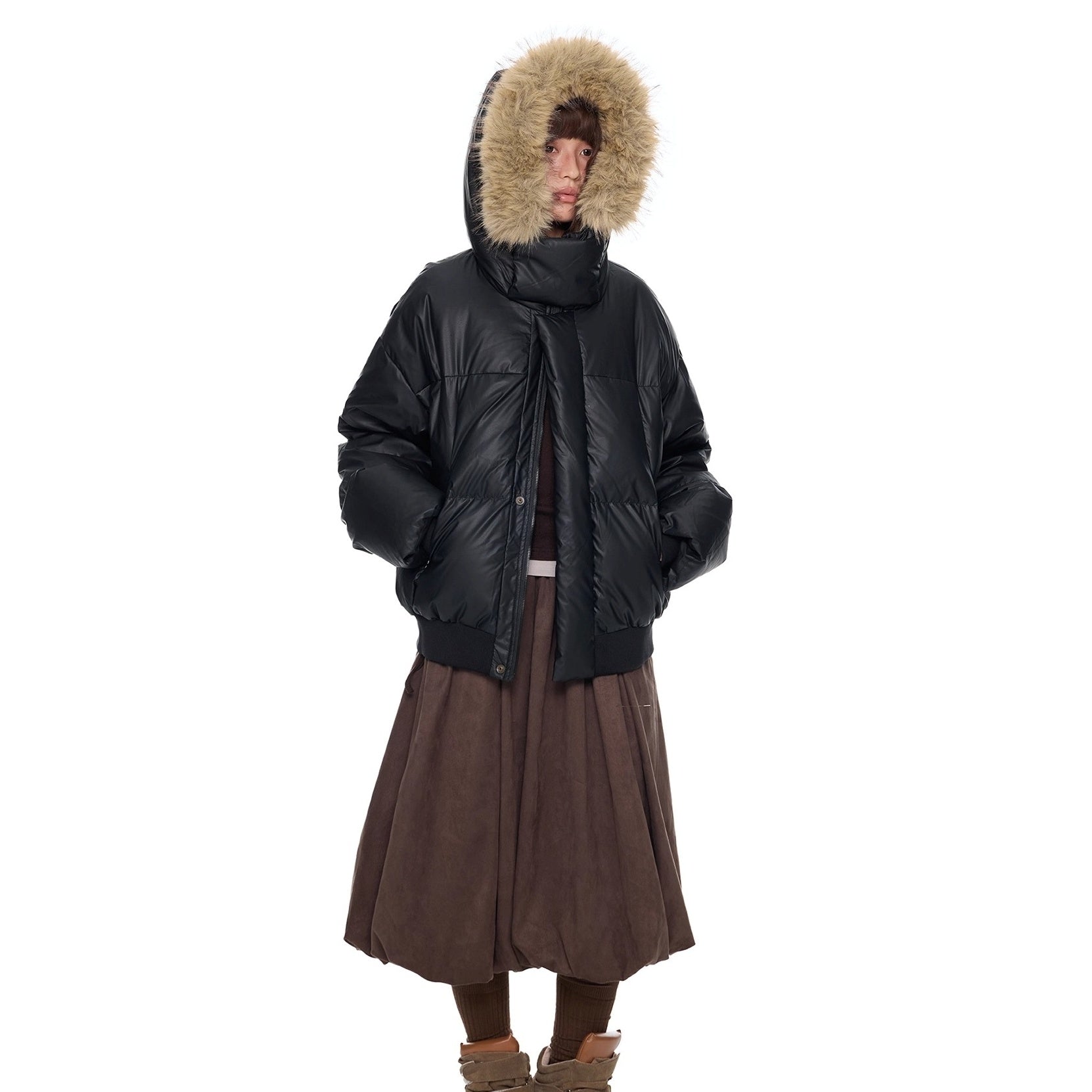 Volume Fur Collar Hooded Down Jacket EZ295