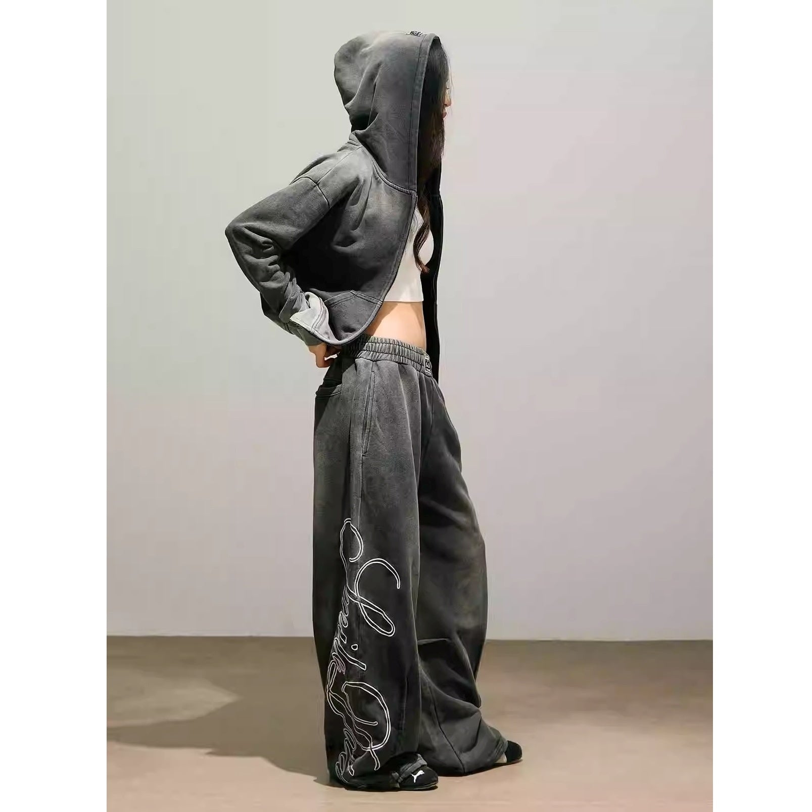 【上下別売り】Washed Embroidered Hooded Parka & Sweat Pants MW10339