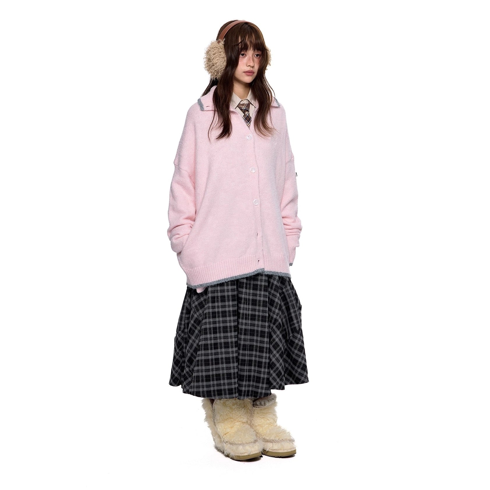 Puppy Embroidered Lapel Knit Cardigan EZ258