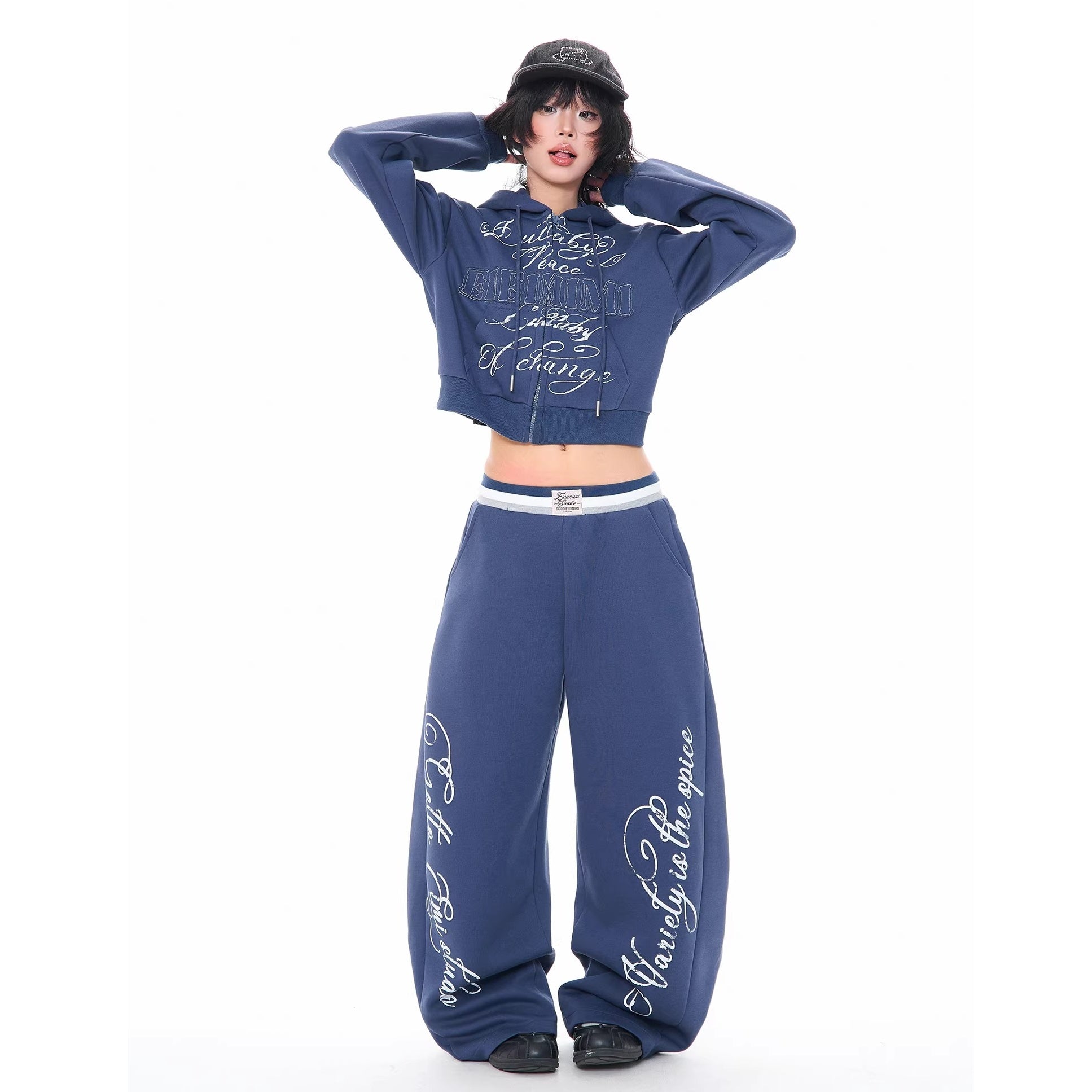Letter Print Loose Curve Sweat Pants MW10379