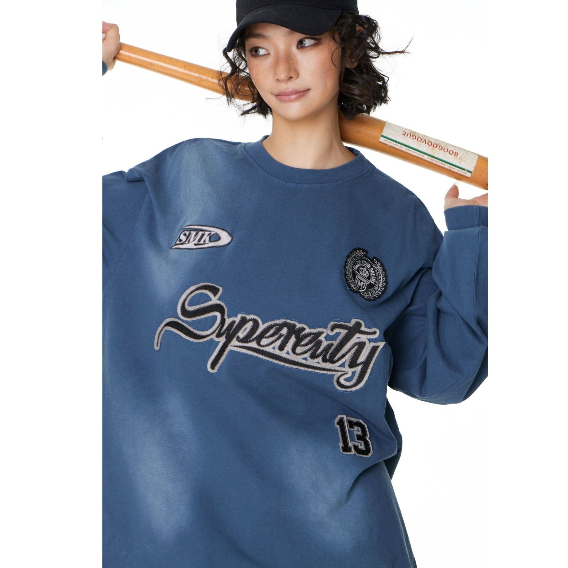 Washed Patch Embroidered Long-Sleeve T-shirt MW10246