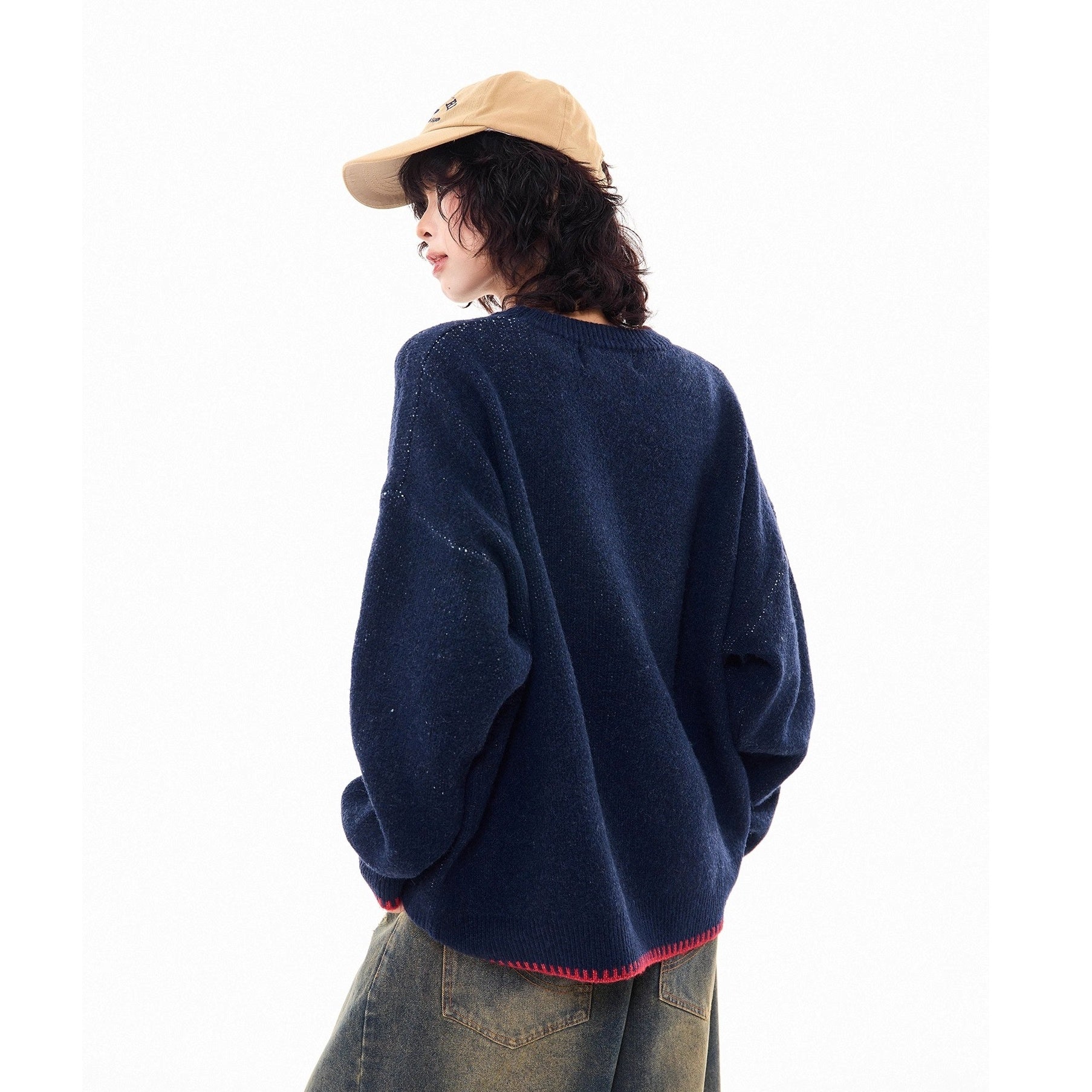 American Retro Letter Knitted Sweater MW10277