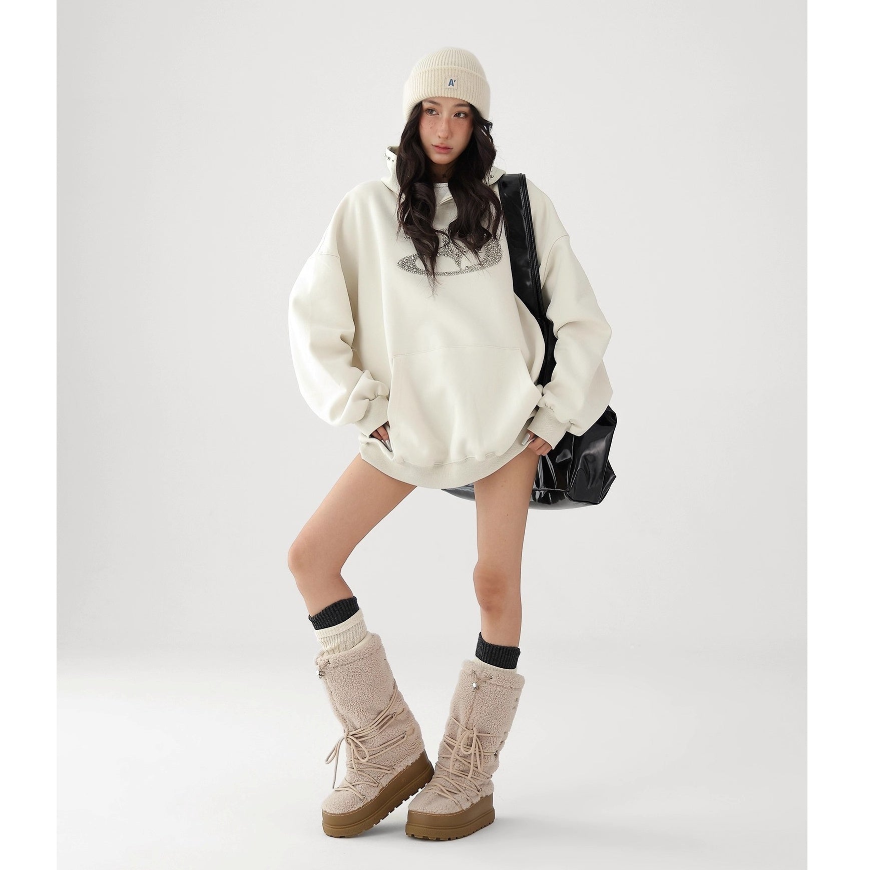Bead Stitch Loose Sweat Hoodie AC7015