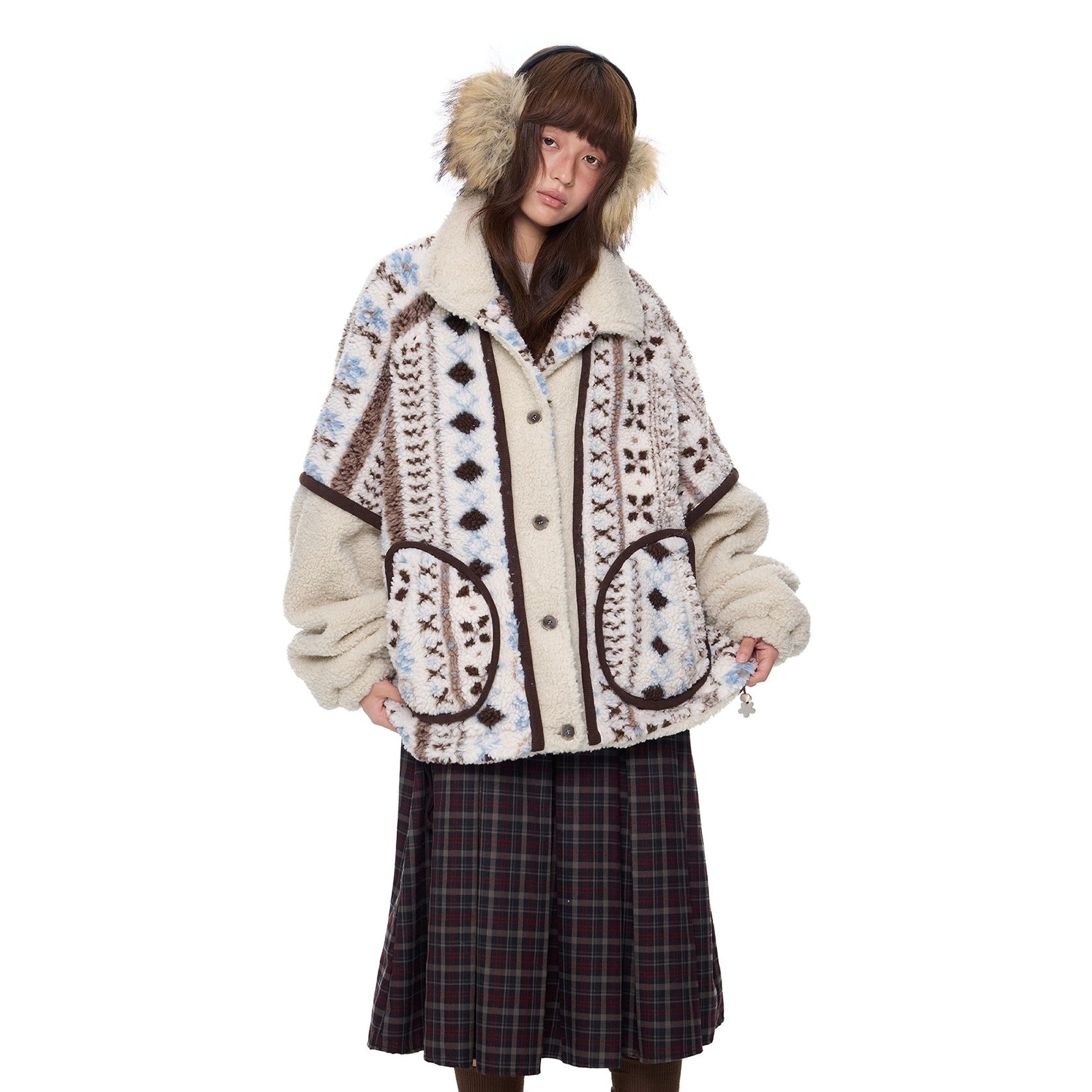 Ethnic Style Polar Fleece Stand Collar Jacket EZ277