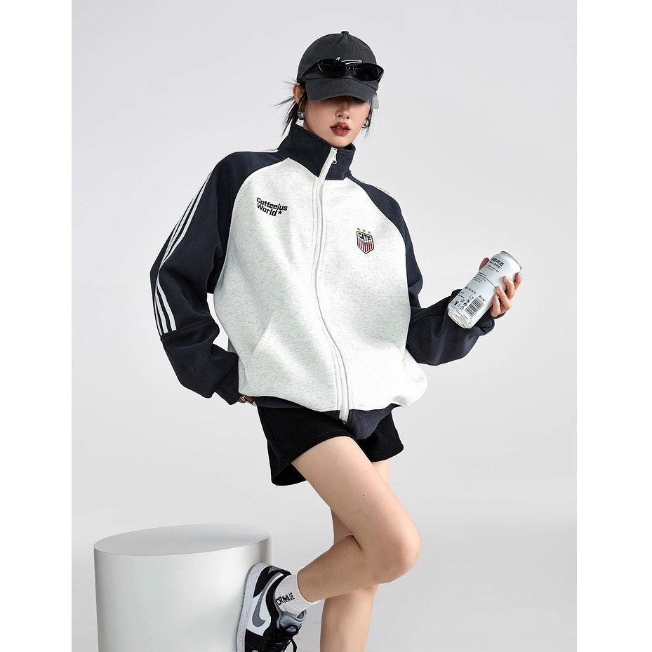 Stand-Collar Sports Sweat Zip Jacket IC9117