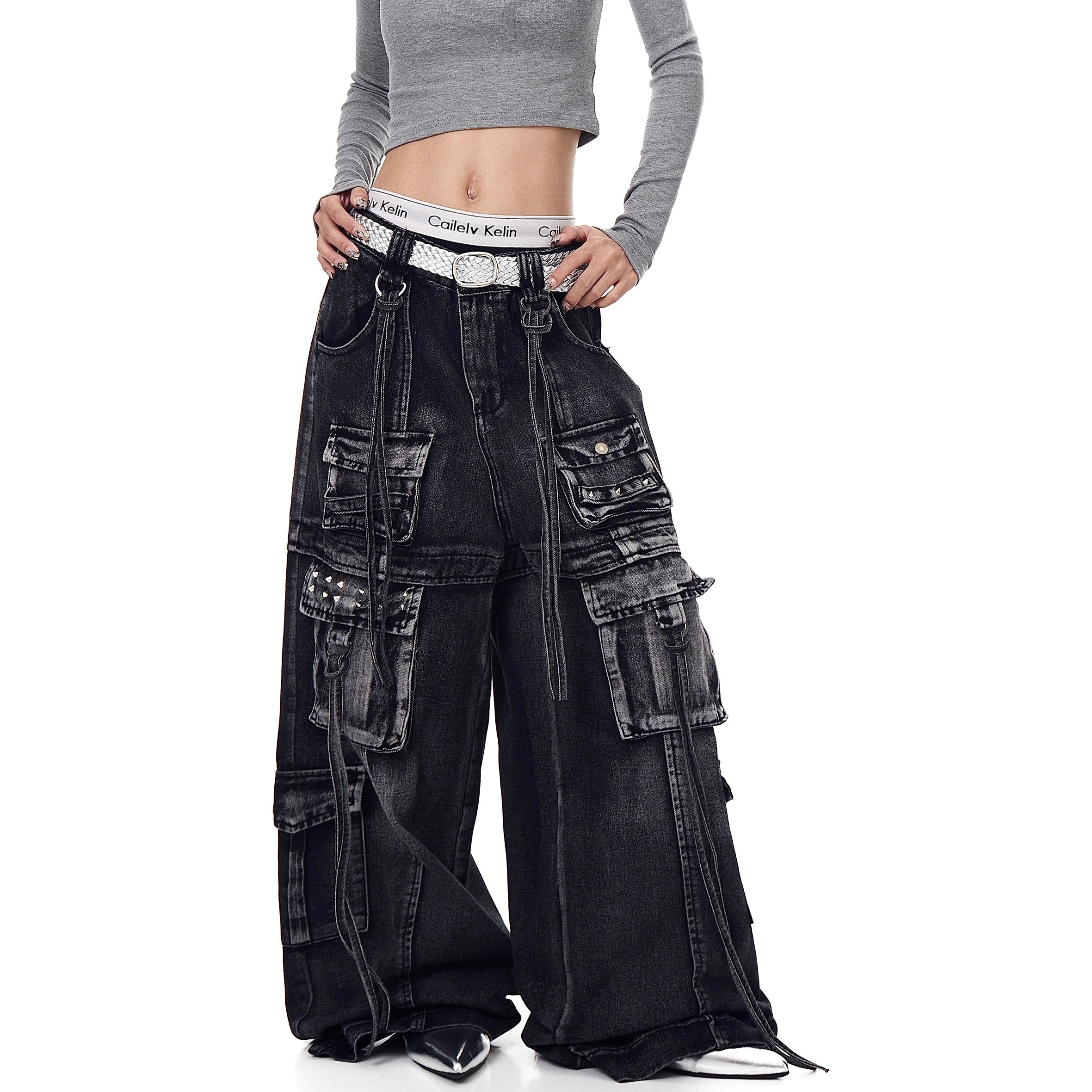Washed Heavy Industry Cargo Jeans BK7009