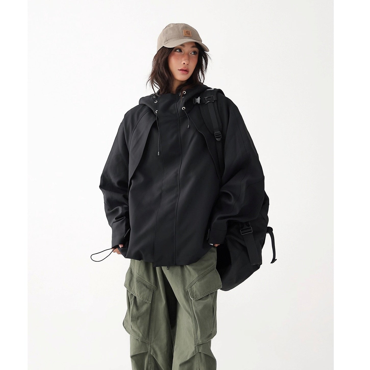 Oversize Short Hooded Jacket AC7164