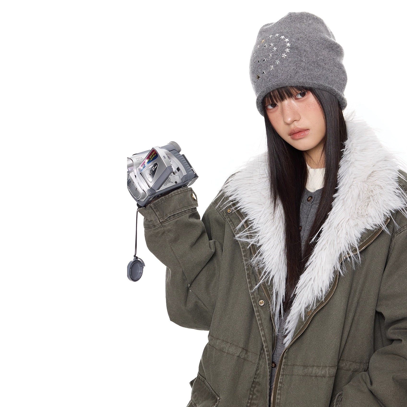 Hairy Stand Collar Washed Work Jacket EZ282