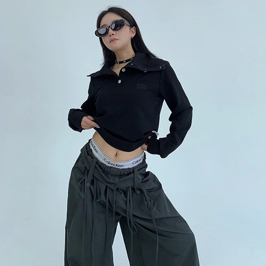 2Way High-Neck Slim Long Sleeve Cutsew OS2038