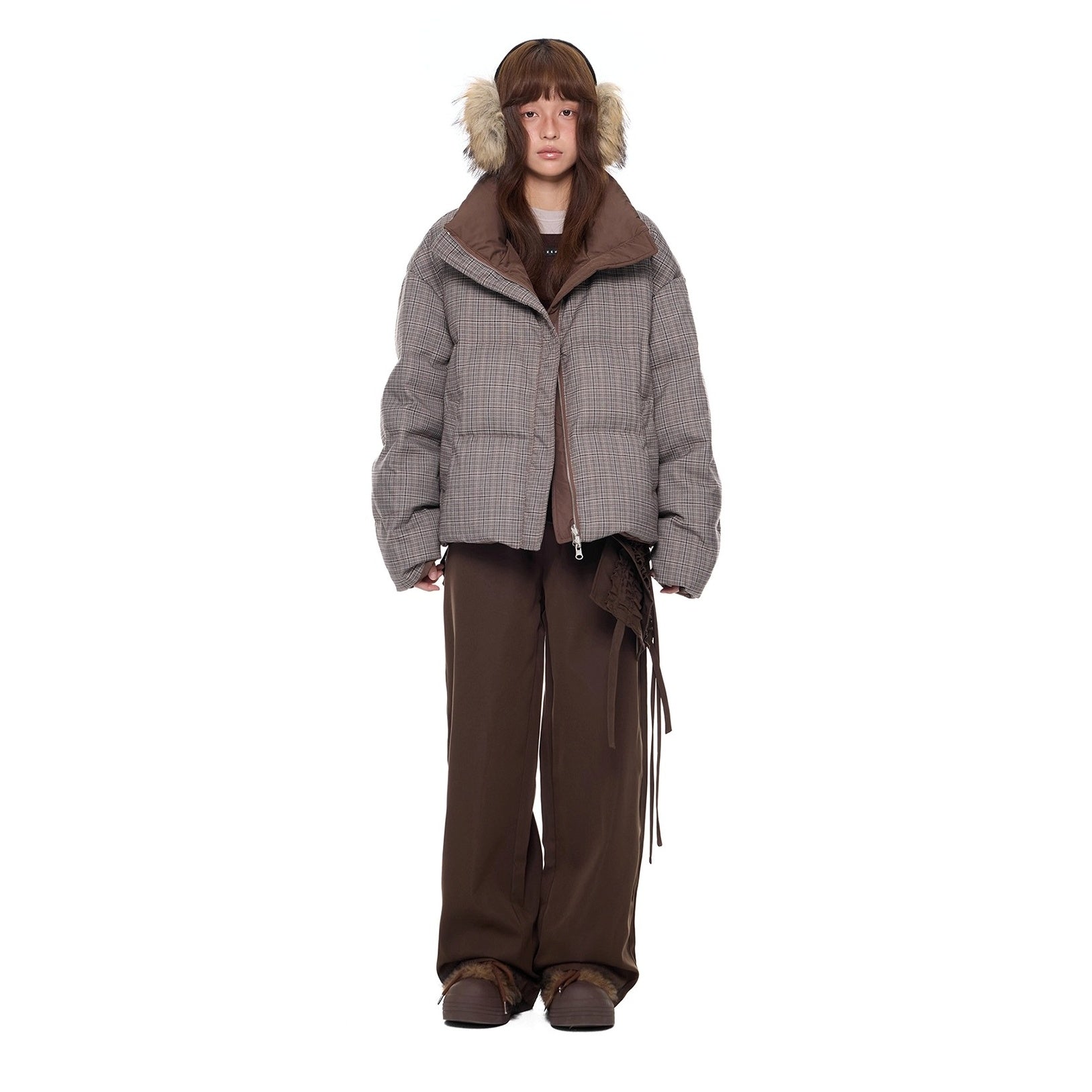 Reversible Plaid Down Jacket EZ299