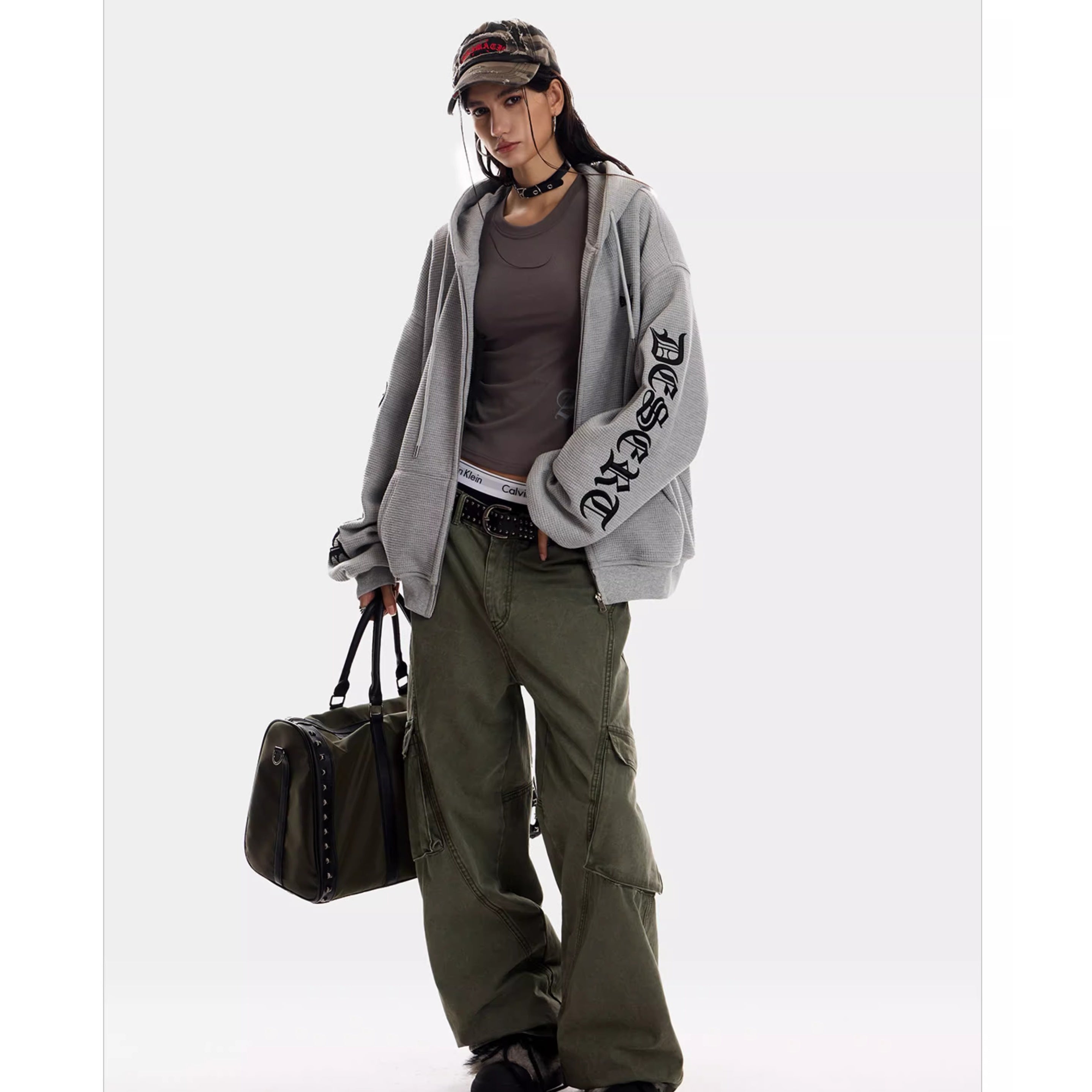 Gothic Letter Waffle Hooded Sweat MW10298