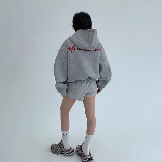 Embroidery Loose Vintage Short Hooded Jacket OS2027