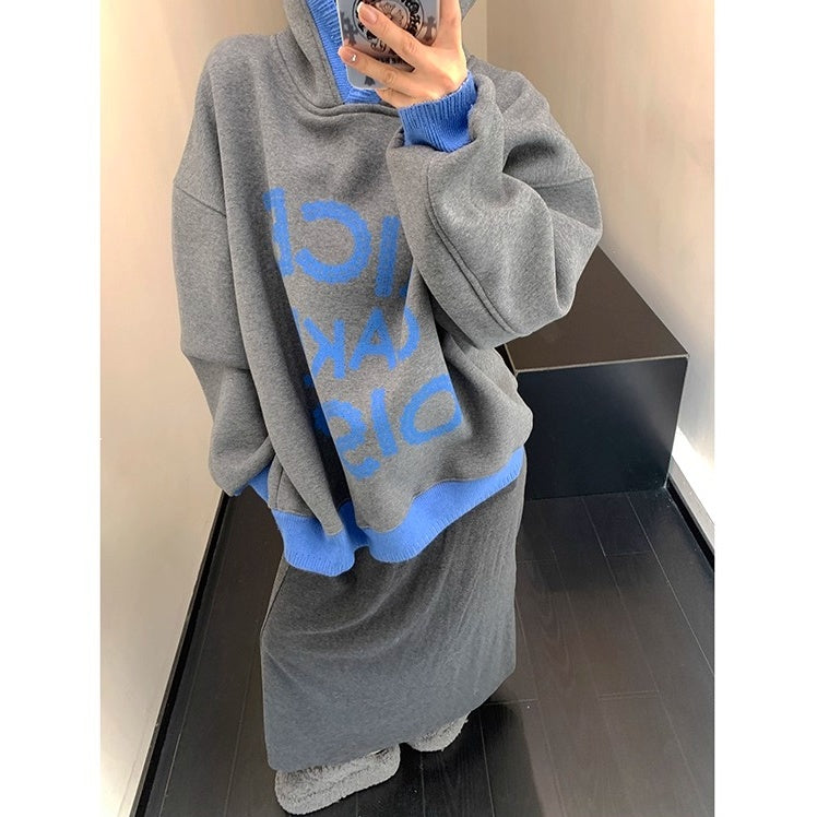 Lib Trim Design Contrast  Sweat Hoodie OS2060