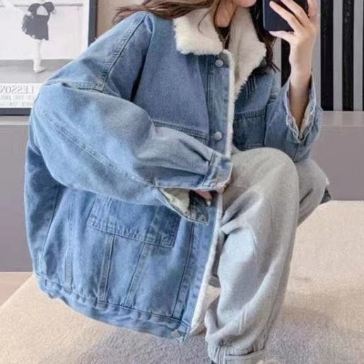 Fur Collar Loose Denim Jacket MW10296