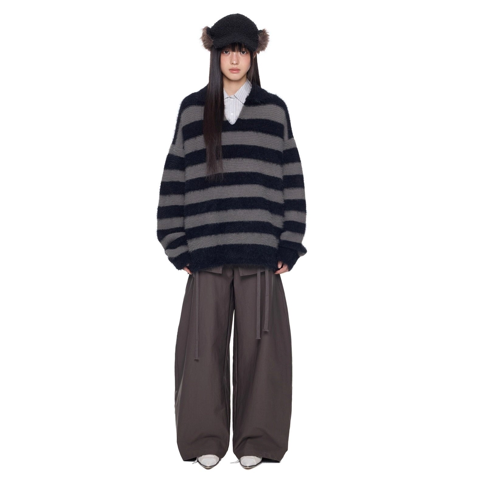 Border Lapels Contrast Sweater EZ265
