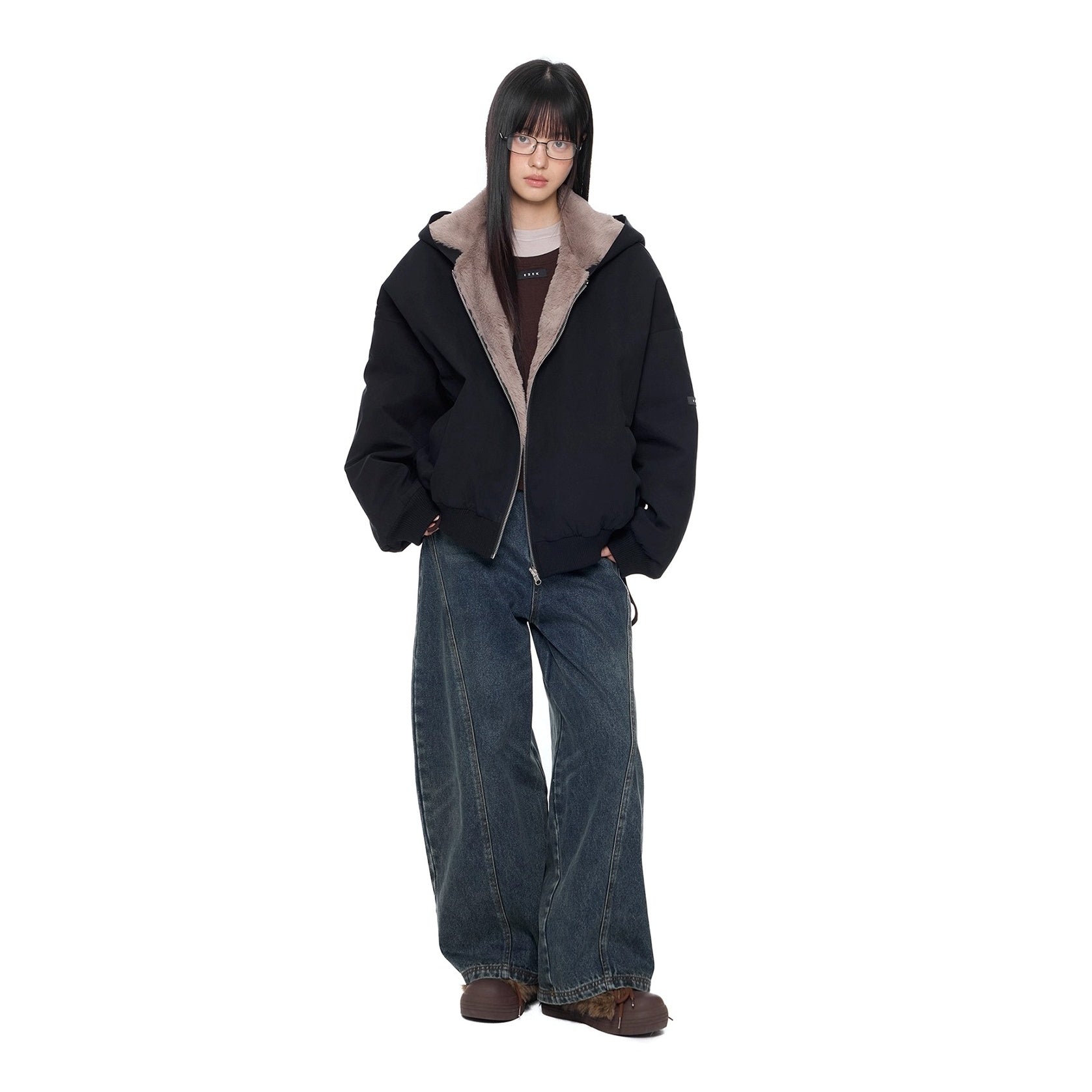 Imitation Fur Casual Hooded Jacket EZ244