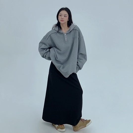 Knit Patchwork Design Oversize Hoodie OS2066