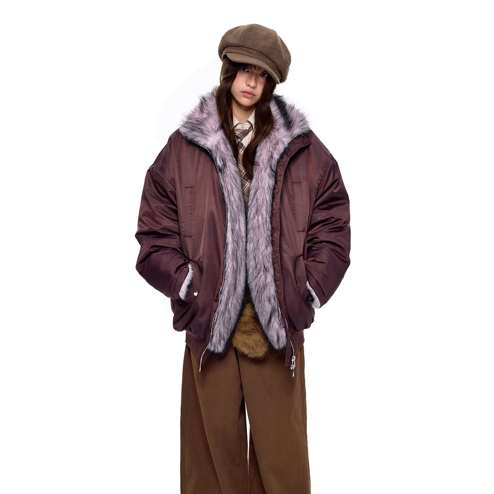 Fluffy Liner Casual Zip Jacket EZ287