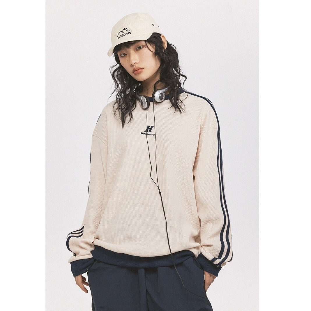 Line Sleeve Waffle Long Sleeve T-Shirt HH7001