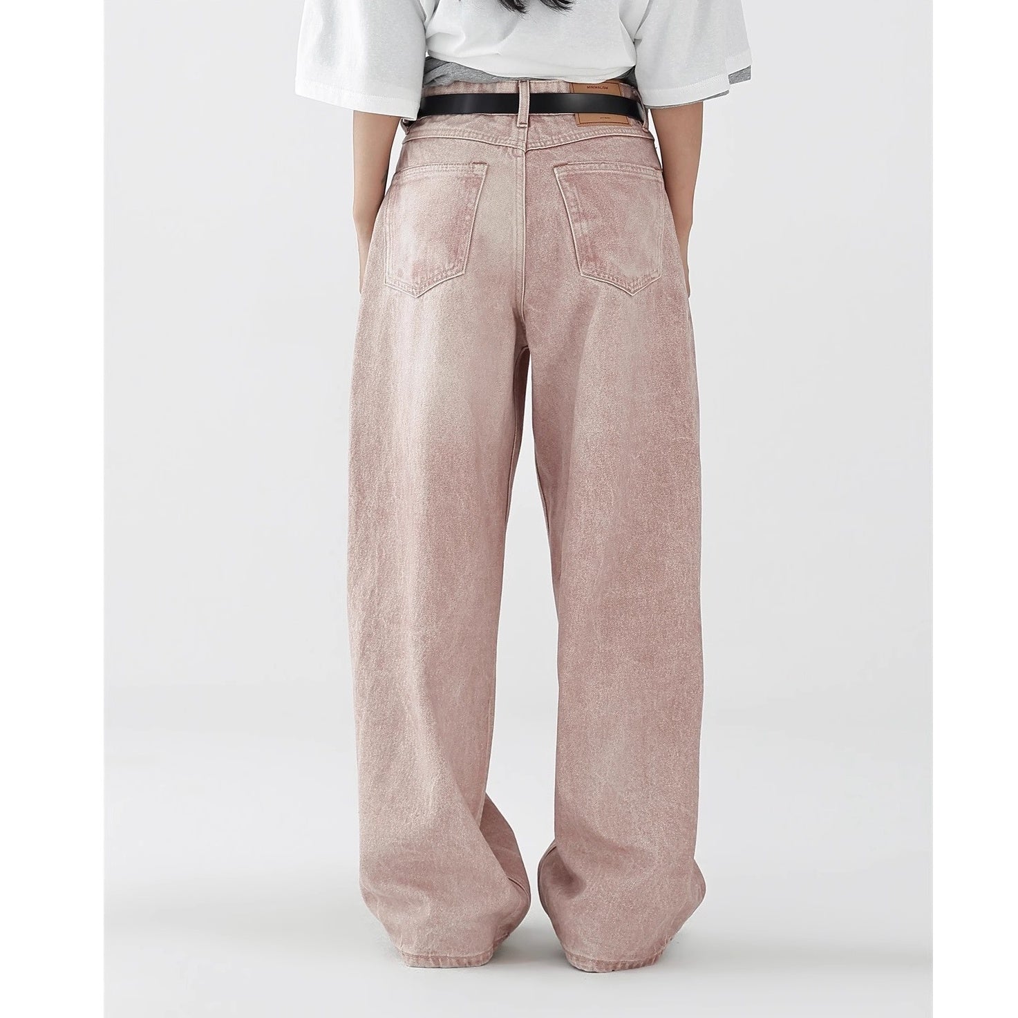 Loose Straight Gradient Pink Washed Jeans AC7119