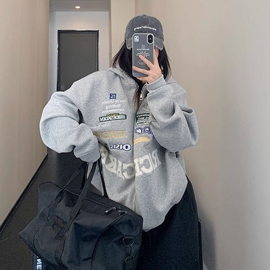 Racing Style Embroidery Hooded Jacket OS2047