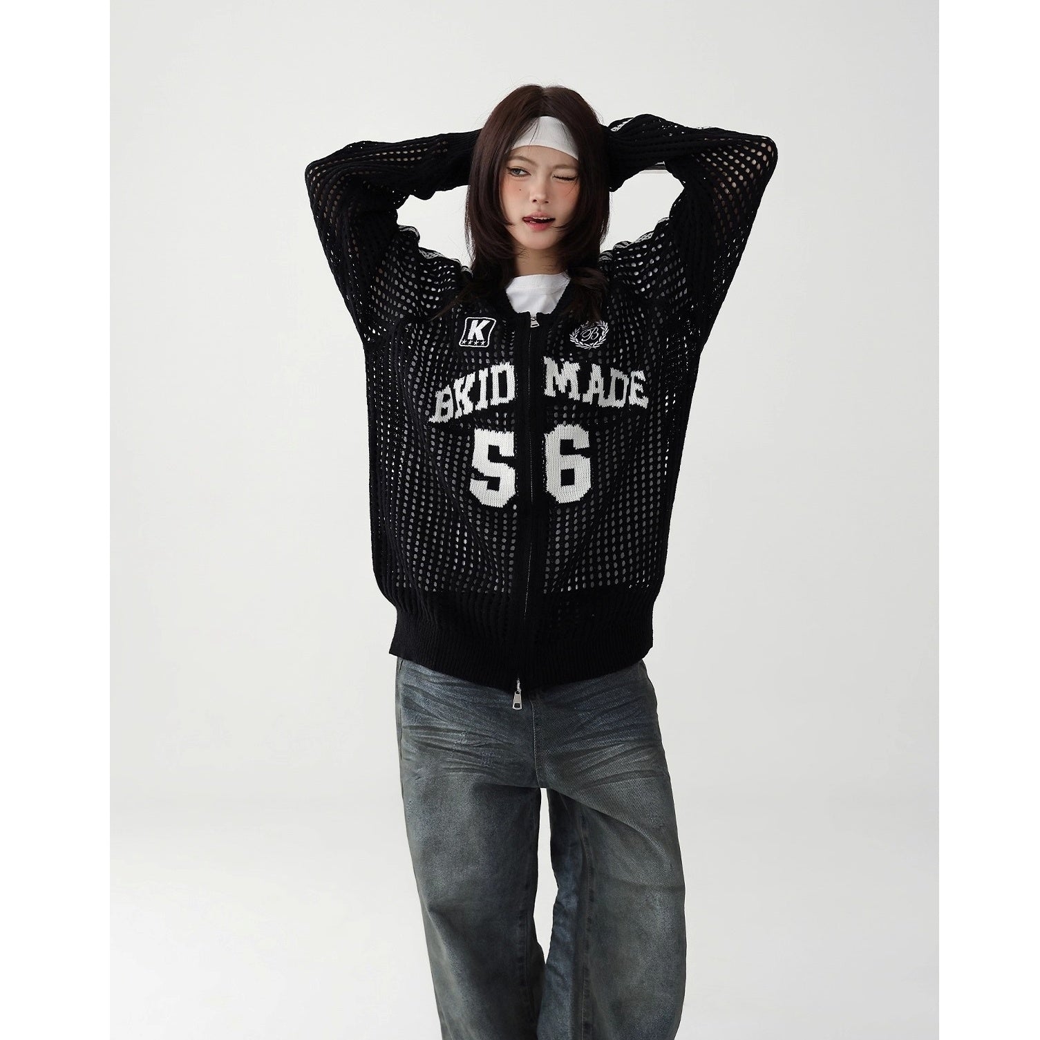 Sporty Mesh Cutout Cardigan AC7160