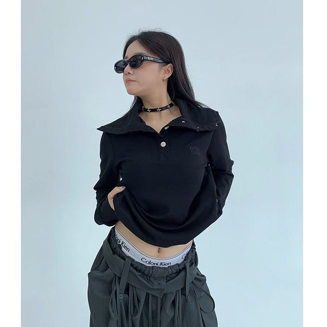2Way High-Neck Slim Long Sleeve Cutsew OS2038