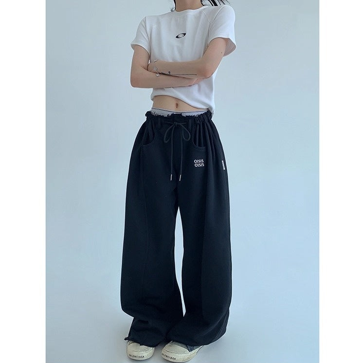 Raw Edge Wide-leg Sweat Pants OS2052
