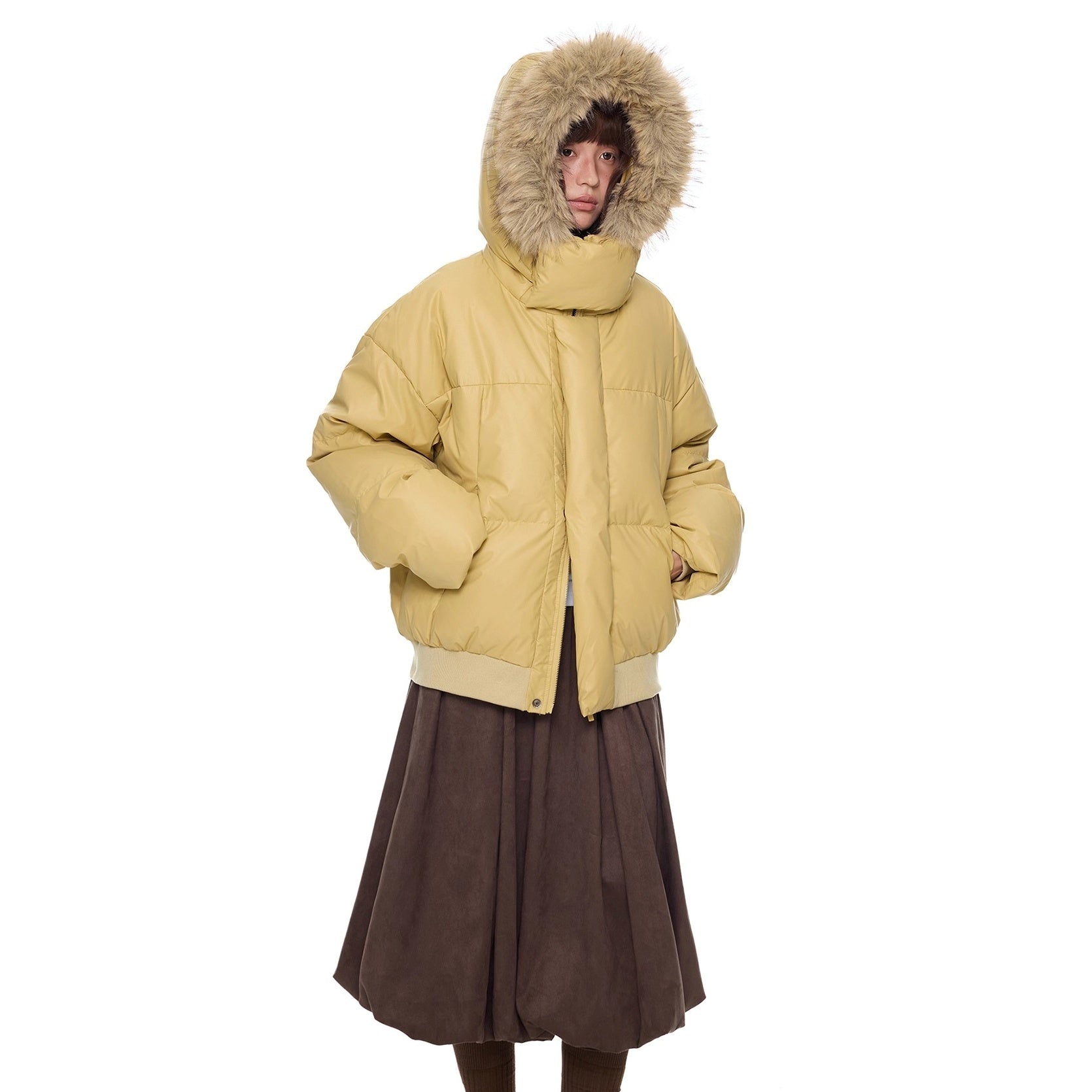 Volume Fur Collar Hooded Down Jacket EZ295