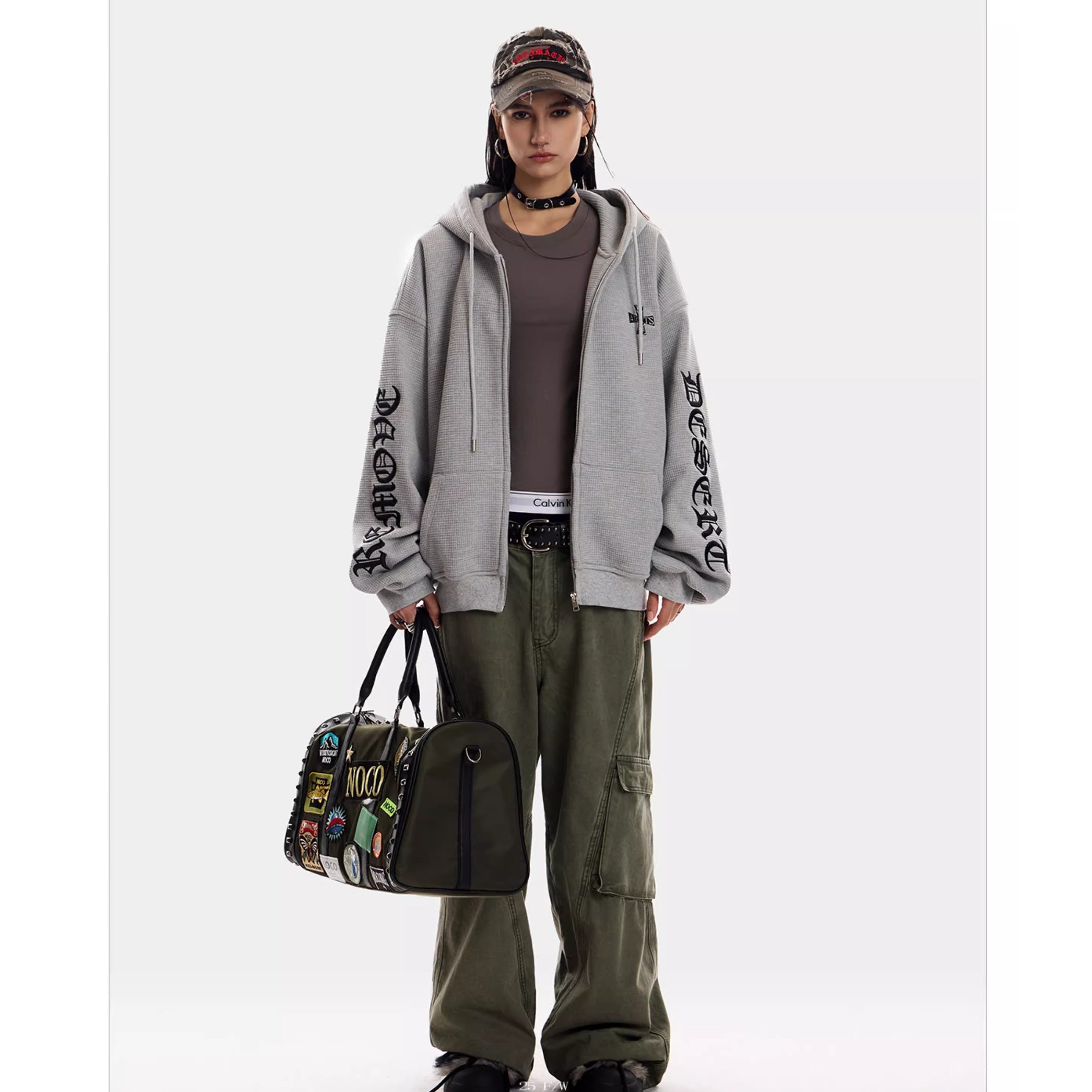 Gothic Letter Waffle Hooded Sweat MW10298