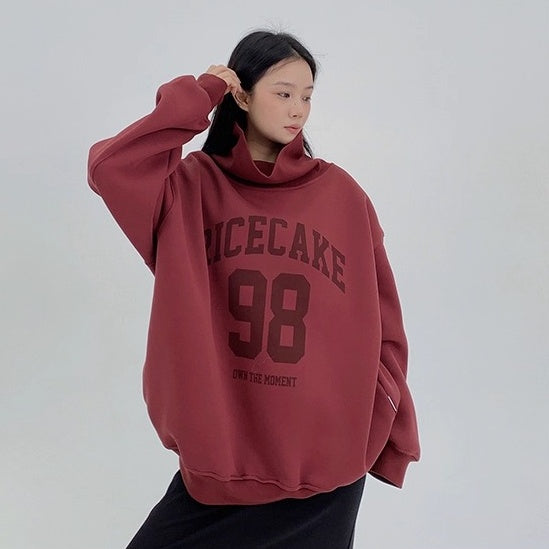 Turtleneck Number Logo Oversize Sweat OS2069