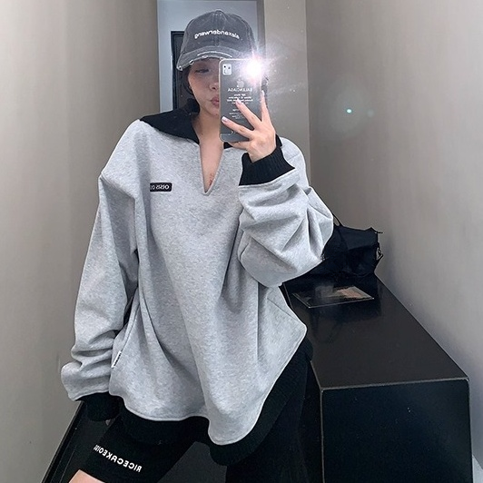 Contrast Lib Collar Loose Sweat OS2057