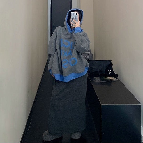 Lib Trim Design Contrast  Sweat Hoodie OS2060