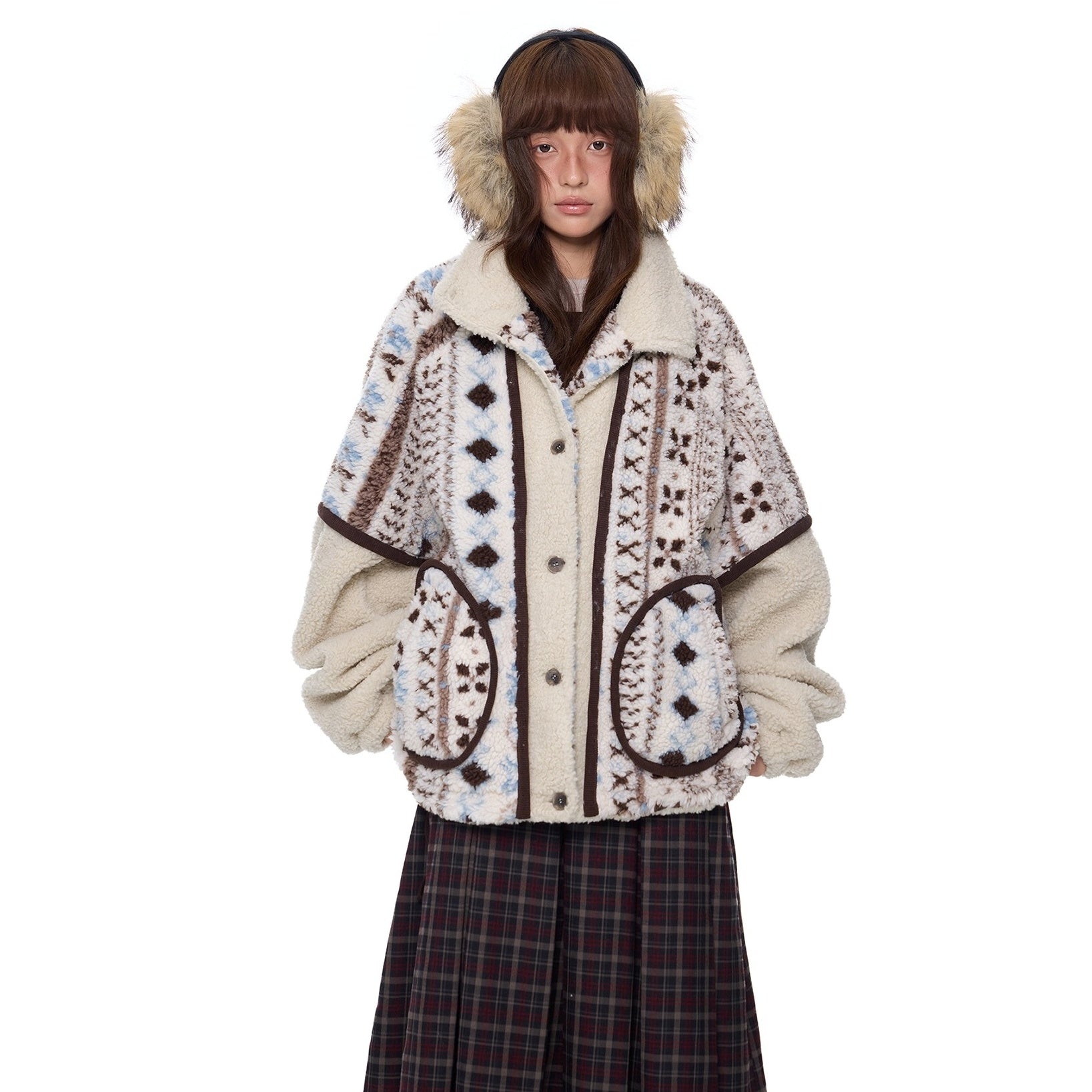 Ethnic Style Polar Fleece Stand Collar Jacket EZ277