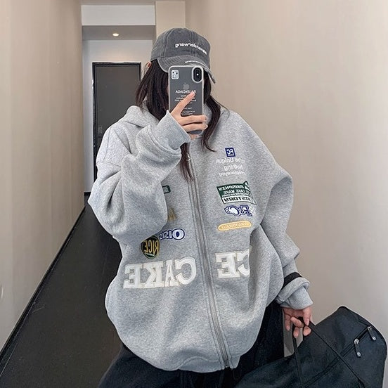 Racing Style Embroidery Hooded Jacket OS2047