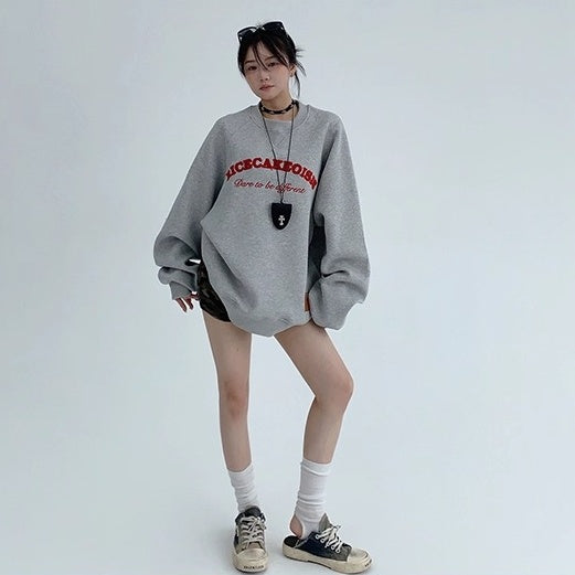 Embroidered Crew Neck Oversize Sweat OS2049