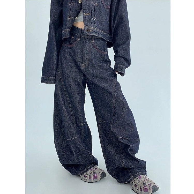【上下別売り】Cropped Denim Jacket + Wide Curve Jeans MW10243