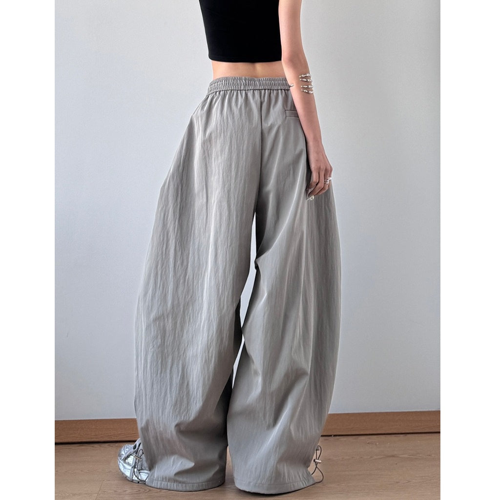 Letter Embroidery Pleated Paratrooper Curve Pants MW10169