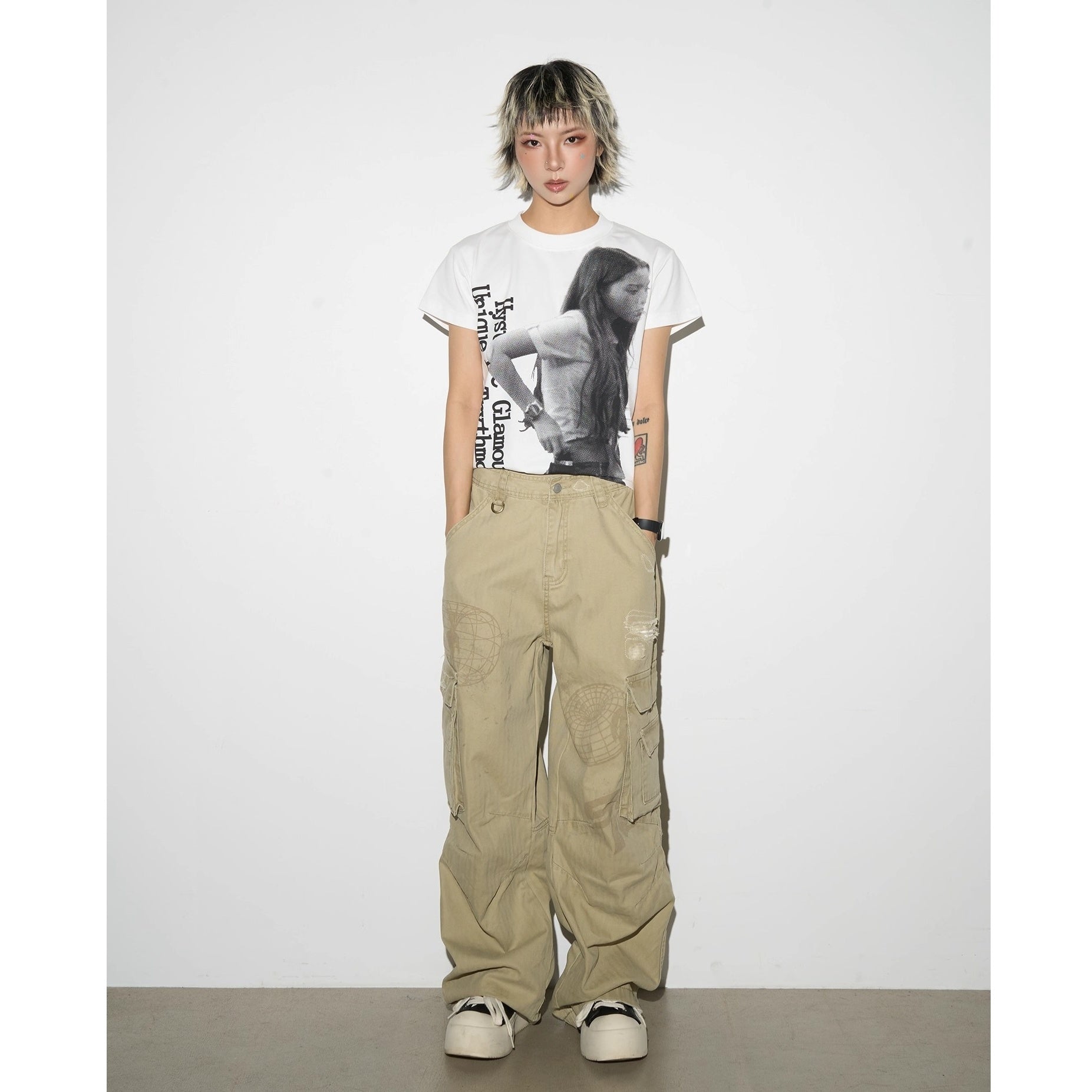 Portrait Letter Print Slim T-shirt MN9019
