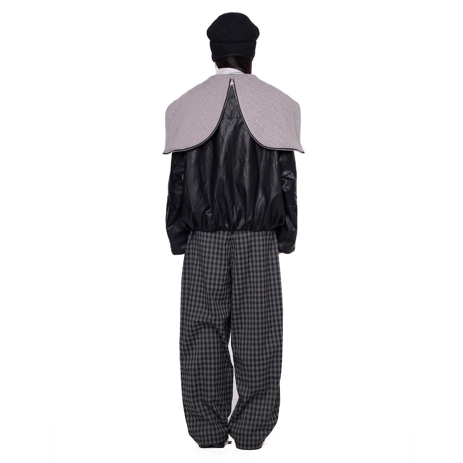 Zipper Split Hood PU Leather Jacket EZ261