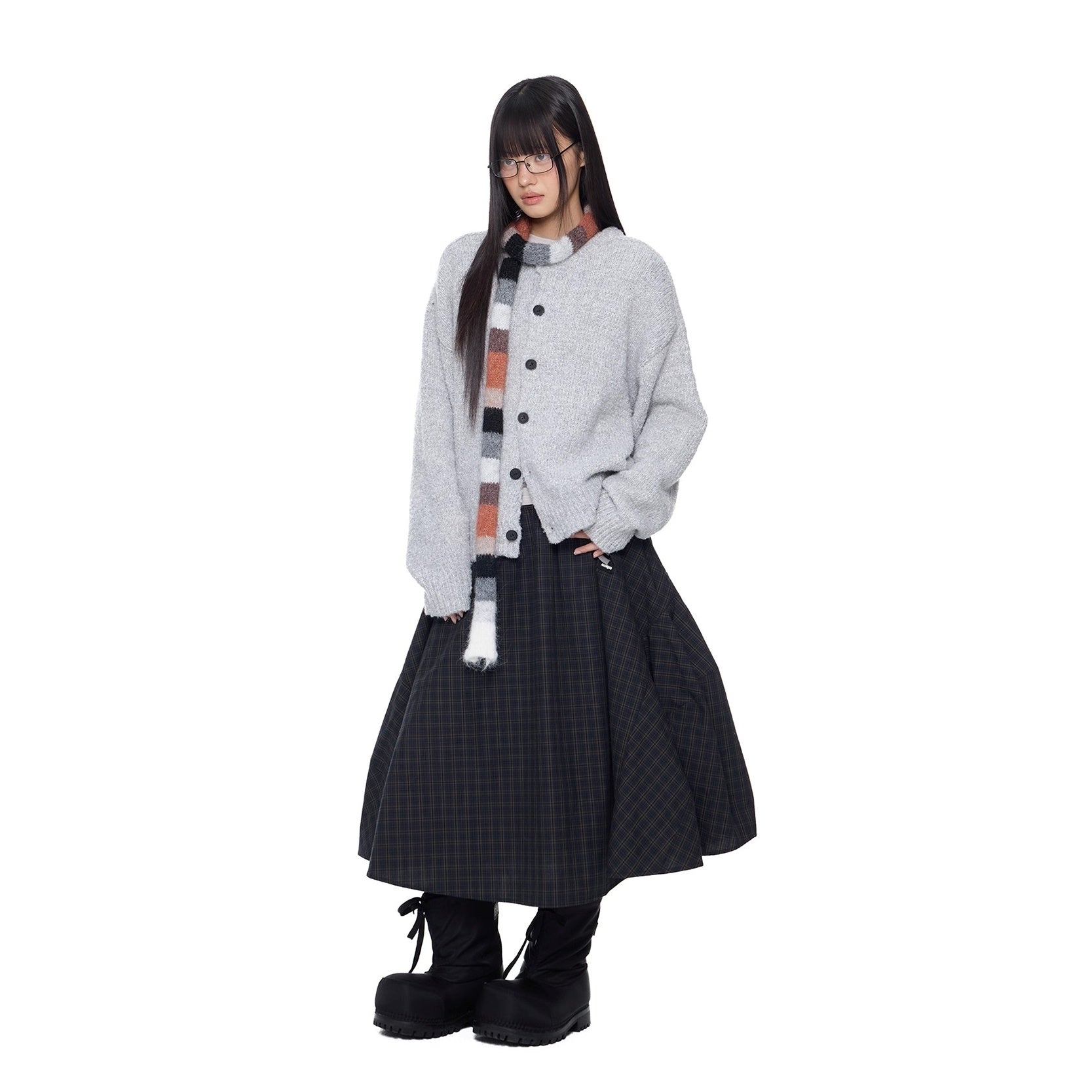 Lazy Style Crew Neck Knit Cardigan EZ267