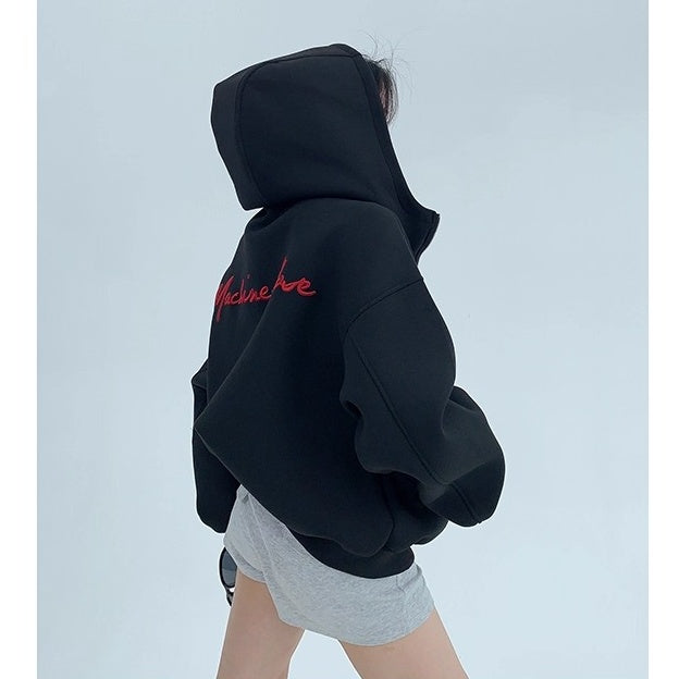 Embroidery Loose Vintage Short Hooded Jacket OS2027