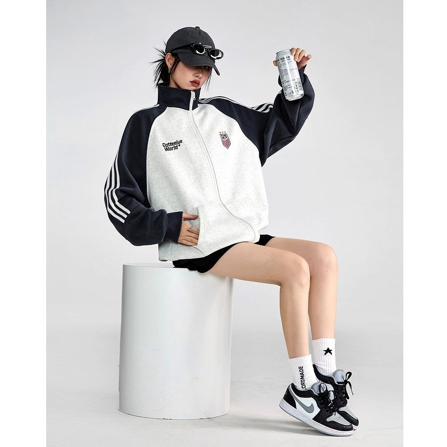 Stand-Collar Sports Sweat Zip Jacket IC9117