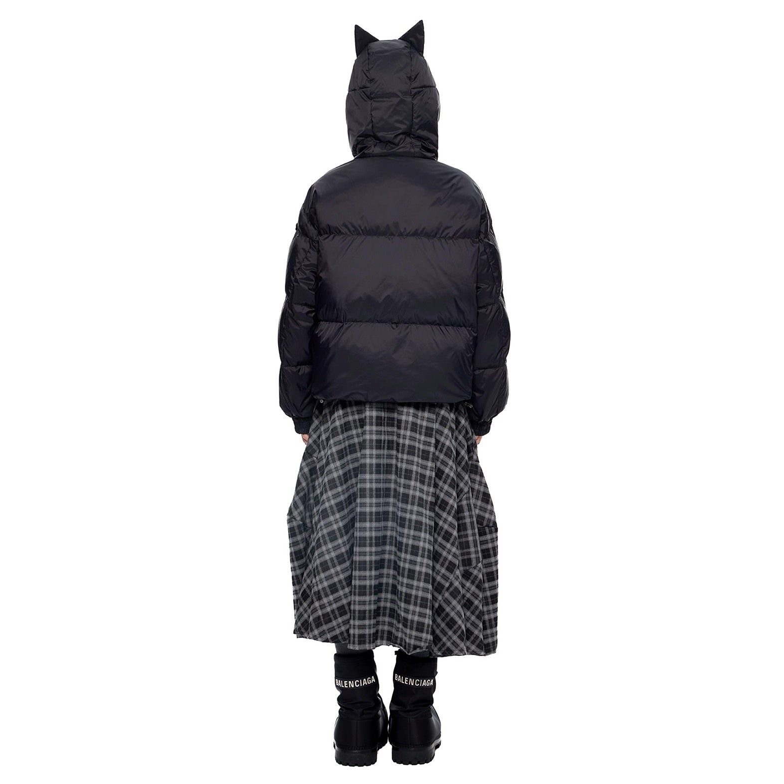 Small Ear Hooded Short Down Jacket EZ251